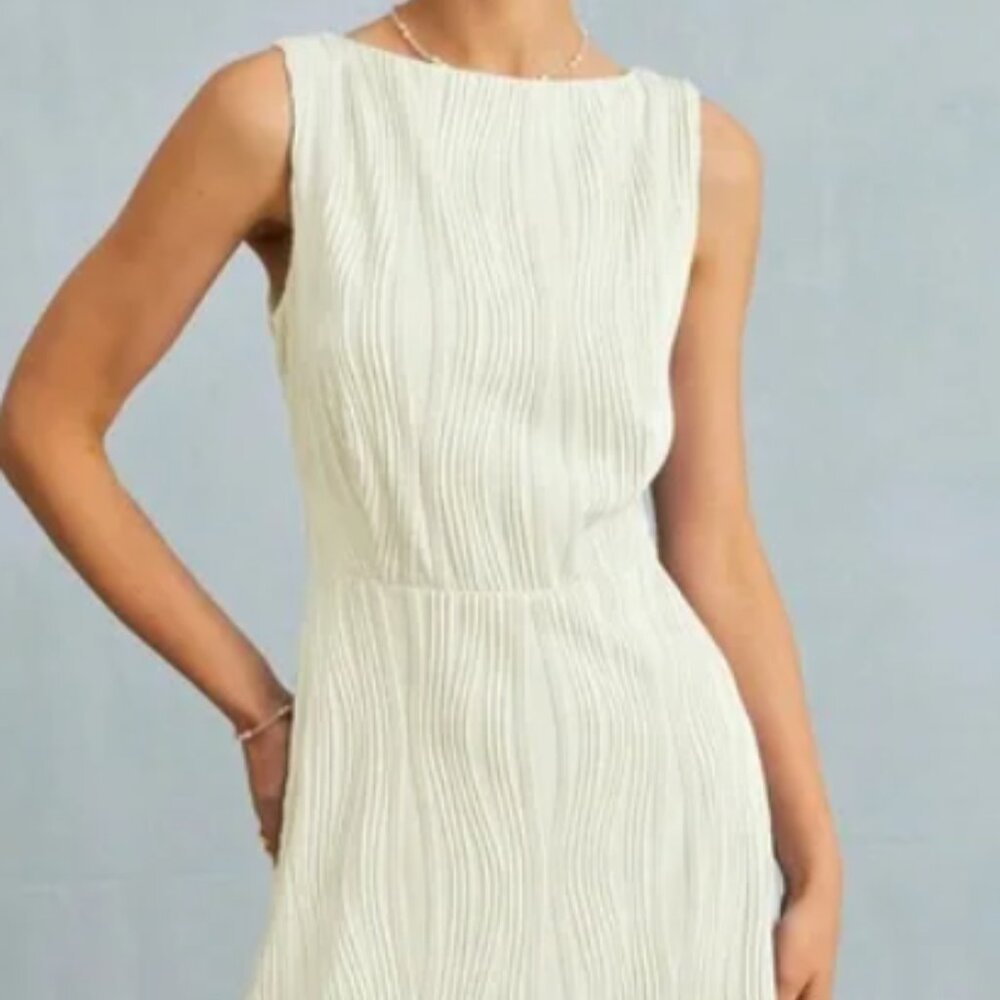 RIHOAS Water Ripple Textured Sleeveless Mini Dress- Medium